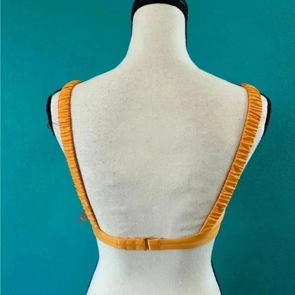 New with tags J crew orange Scrunchie-strap squareneck bikini top in size xxs - Picture 2 of 3